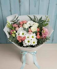 Букет цветов из:  Розы, Лизиантусы и Хризантемы в Пески