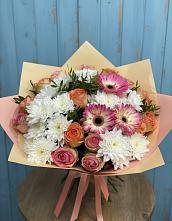 Букет цветов из:  Розы, Герберы и Хризантемы в Пески