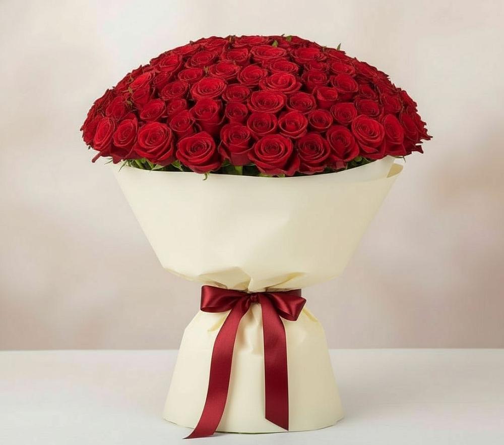 Букет 101 Красная роза Милано в Пески