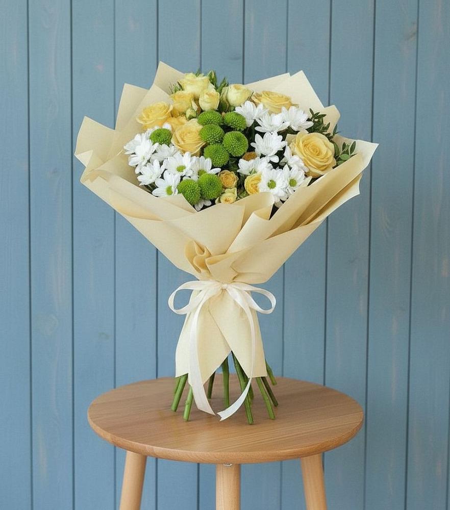 Букет цветов из: Хризантемы и Розы в Пески