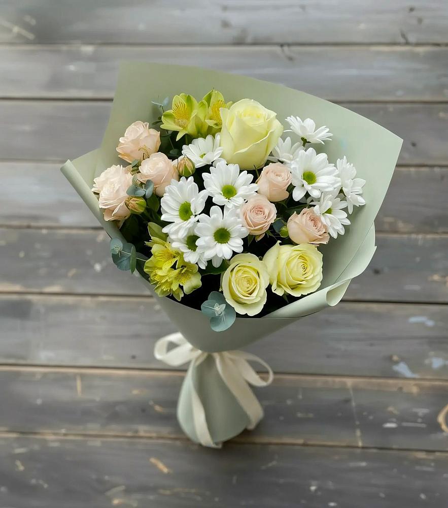Букет цветов из: Альстромерии, Розы и Хризантемы в Пески