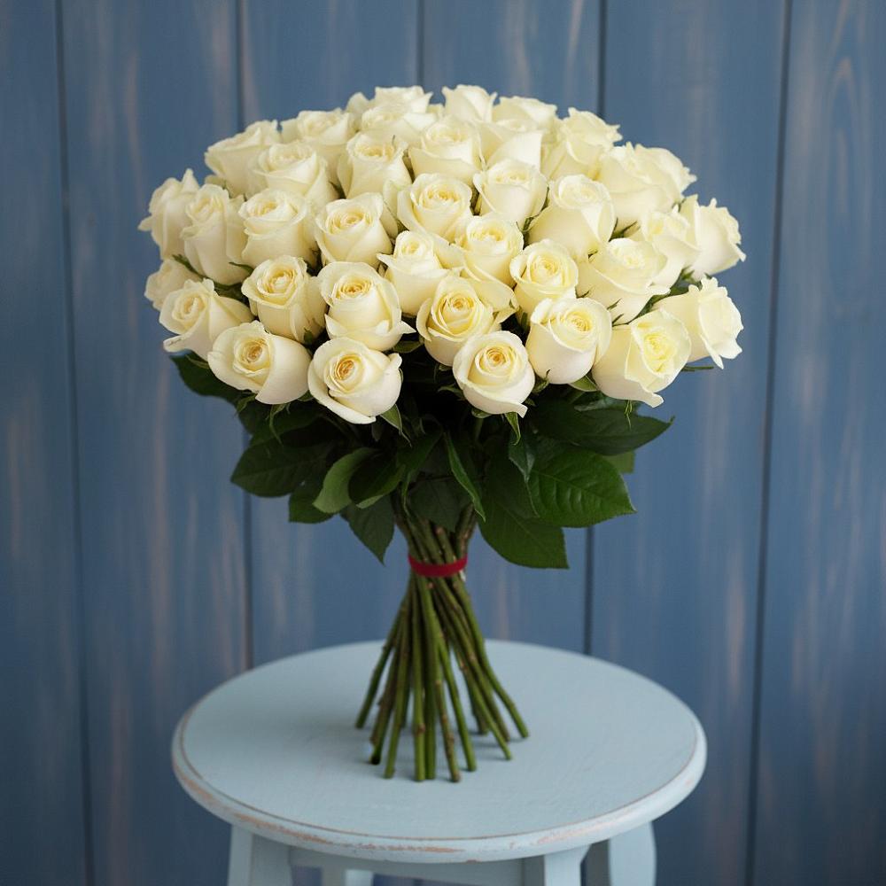 Букет 51 Белая роза Эдлесс Лав в Пески