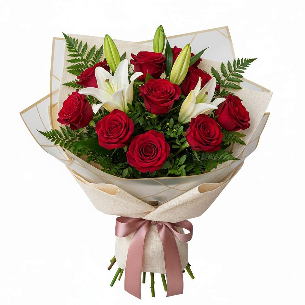 Букет цветов из: Лилии и Розы в Пески