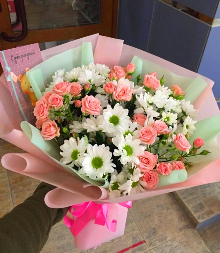 Букет цветов из: Розы и Хризантемы в Пески