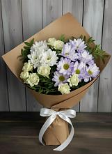 Букет цветов из:  Хризантемы и Розы #REPLACE_PRED# Пески