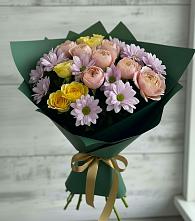 Букет цветов из:  Хризантемы и Розы в Пески