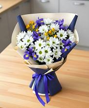 Букет цветов из:  Розы, Ирисы и Хризантемы в Пески