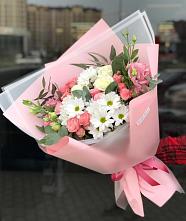 Букет цветов из:  Розы, Лизиантусы и Хризантемы в Пески
