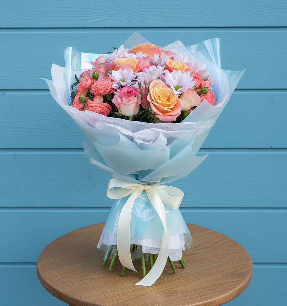 Букет цветов из: Хризантемы и Розы в Пески