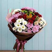 Букет цветов из:  Розы, Хризантемы и Альстромерии в Пески