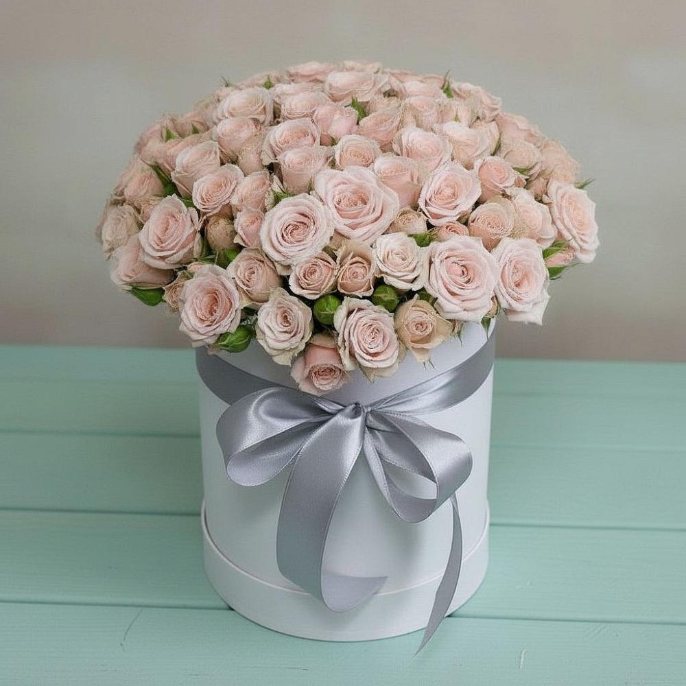 Цветочная композиция из Розы в шляпной коробке в Пески